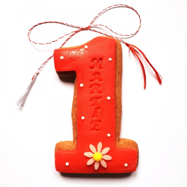 Martisor turta dulce cifra 1 rosu