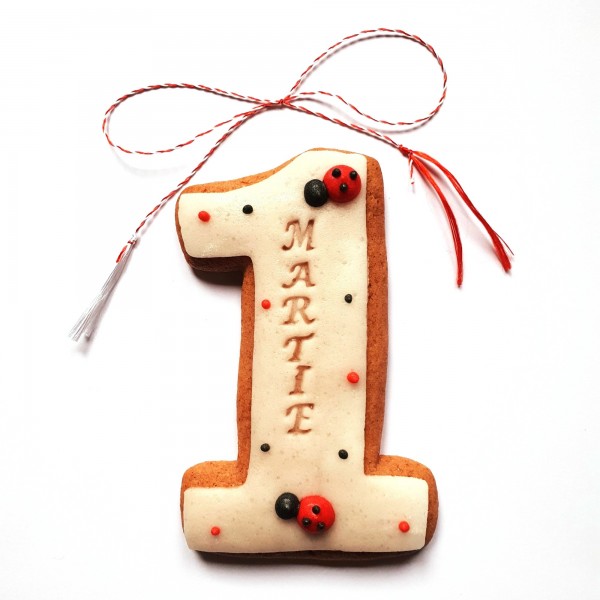 Martisor turta dulce cifra 1 alb