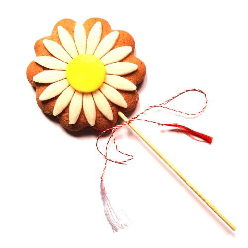 Martisor din turta dulce margareta pe bat